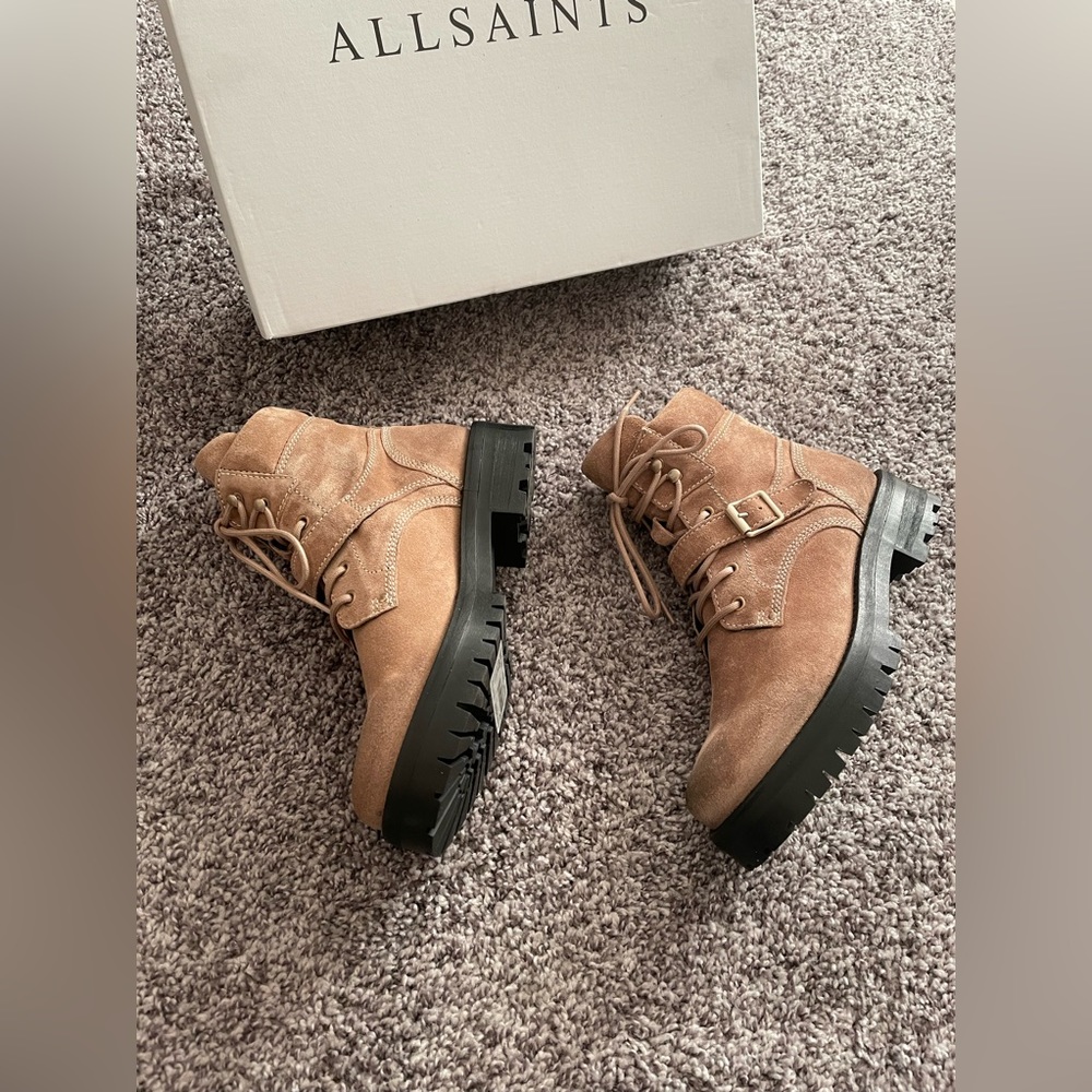 All Saints Paulina Suede Buckle Boot New - Picture 11 of 12